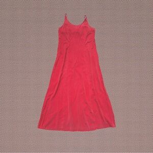 Vintage 90s Dressed by David Dart Pinkish-Red Tie Back Beach Maxidress